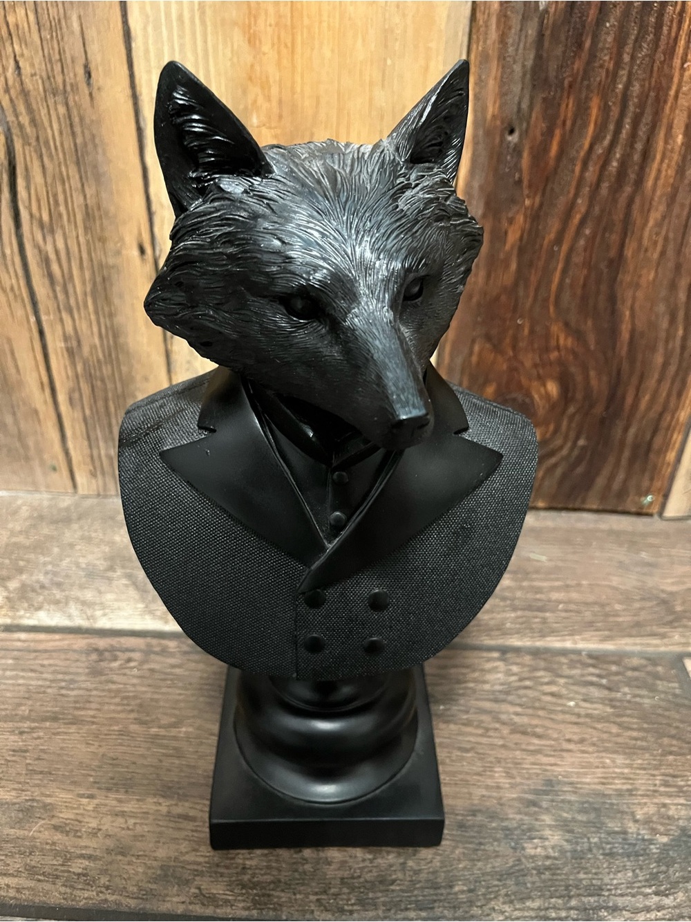 Black Fox Bust Decorative Sculpture - Elegant Home Accent
